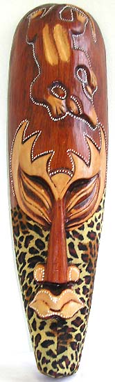 Tiger mask, wooden ornaments, indonesian painted masks, fine art, handmade crafts, unique animal wood decor 