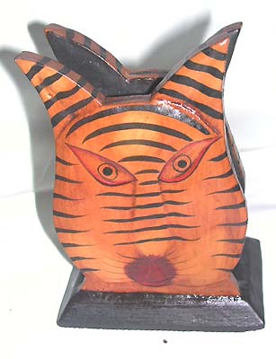 Animal lovers kitchen gifts, napkin holder, wood carvings, home decor, painted wood art, diner ware crafts, bali decor
