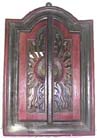Wooden cabinet, batik mirror decor, carved art product, indonesian interior design, painted furnishing