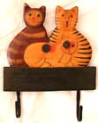 Crafted cat designs, balinese wall decor, coat hanger, carved wood craft, clothing hook, animal designed handicraft