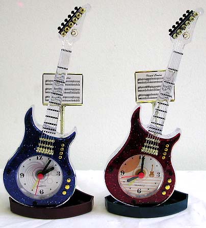 Music lovers clocks, wooden time pieces, balinese artisan, carved clocks, trendy gifts, guitar player furnishings 