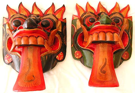 Indonesian masks, wood illustration, folk art decor, home furnishing, carved mask, painted handicraft, handmade wall accessories 
