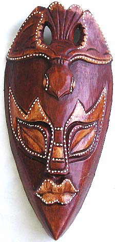 Stained wood designs, painted tribal art, bali masks, batik gift, carved mask, wall accessory, figure design, home and garden decor 