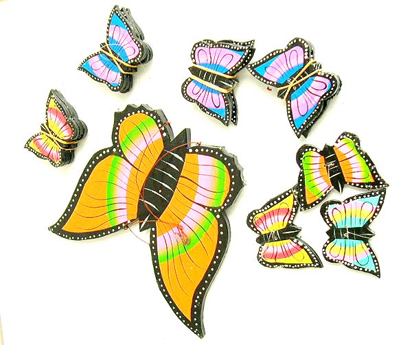 Butterfly shaped mobile, bali designed crib mobile, kids fun crafted decorations, wooden balinese crafts