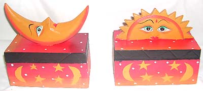 Handmade gift, artisan jewelry box, celestial art boxes, home decor, fashion earring container, mini storage box, batik ornament