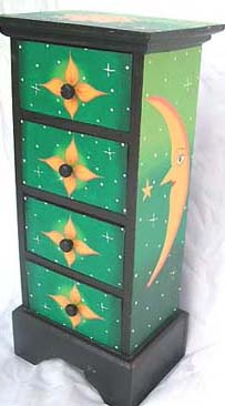 Childrens drawers, bedroom furniture, unique painted furnishings, bali decor, indonesian handicrafts, celestial interior design